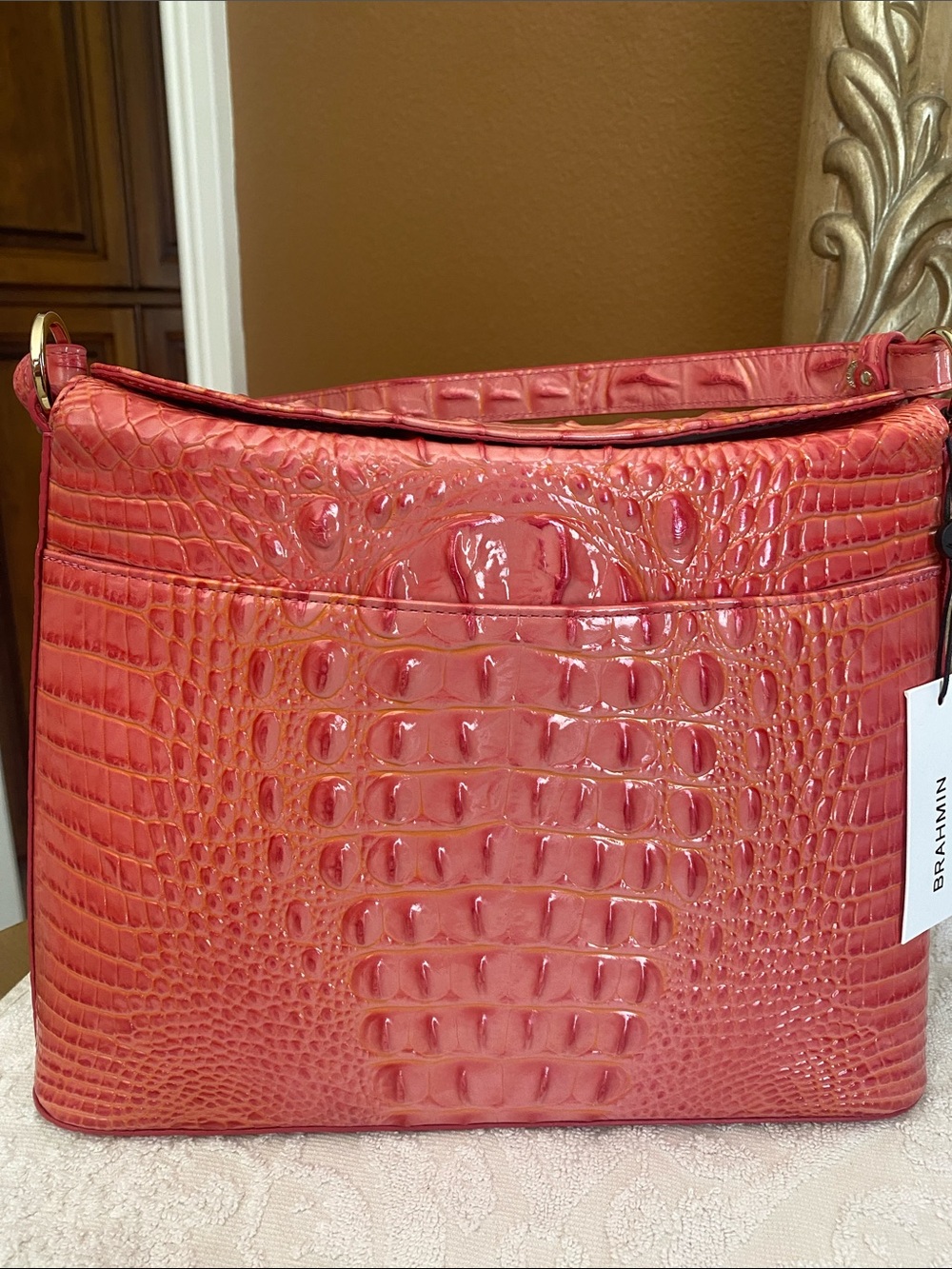 Brahmin Braelynn Shoulder Bag in Coral Snapdragon NWT - Picture 2 of 3